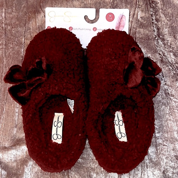 Jessica Simpson Burgundy Plush MarshmallowSlideon House Slipper Clog Memory Foam - Picture 9 of 10